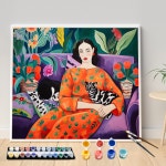 숫자 그림 키트 DIY 장식 캔버스 아트 여성 핸드 페인팅 깜짝 아트워크 개성 선물용 노란색 있는 H6139 no frame 40x50cm : 허니 트레이드