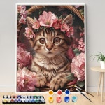 귀여운 고양이 동물 DIY 페인트 캔버스 풍경 성인 키트 선물용 아트워크 오일 장식 H6248 no frame 40x50cm : 스윙 스토어