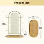 버스디스 주얼리 디스플레이 귀걸이 스탠드 골드 오거나이저 보관 트리 랙 타워, 6 후크 300 스터드 홀 목걸이용 나무 트레이 팔찌 링 Black... 