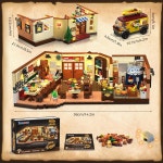 인순 시티 스트리트 피자 레스토랑 건물 세트 조명, 레트로 밴이 있는 1098PCS 피자집 건축 모델, 성인 청소년 소년 소녀를 위한 홈 데코 블록... 