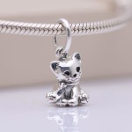 귀여운 고양이 당글 스털링 실버 참 925 펜던트, 여성용 주얼리 비즈 선물 팔찌 & 목걸이 A0256 : 레나제이몰4