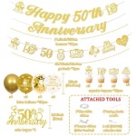 (주)해피사라수골드 | 50주년 결혼 기념일 파티 장식 골드 해피 배너 화환 황금 웨딩 케이크 토퍼 풍선 : 주-노마켓