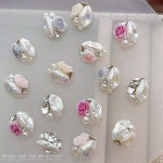 5PCS 3D 네일 아트 진주 라인 석 다이아몬드 더미 매력 꽃 쥬얼리 액세서리 부품 매니큐어 장식 손톱 : 보니또마켓02