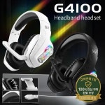 G4100 게이밍 헤드셋 유선 마이크 내장 3.4mm 노이즈 캔슬링 스테레오 사운드 PC PS4 Xbox 이어폰 RGB LED : 십오룡산업
