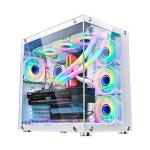 헤더 블랙화이트 미드 타워 캐비닛 게이밍 PC 케이스 쿨러 포함 ATX 컴퓨터 - : 피규어 신출귀몰