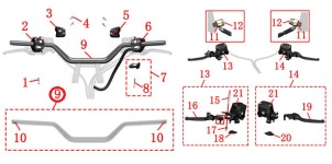 [F27] 09번 핸들 바 존테스 ZONTES 368G / 1136400-026000 (순정) : 모토스타 대구점