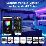 DOMRAEM ESP32 USB-C WLED 주소 지정 가능 스트립 컨트롤러 (음향 마이크 & UART 포함 대기 전력 ~0.5W). RGB IC MQTT Home Assistan... 