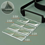 헤드 마운트 돋보기 바이저 4 렌즈 헤드밴드  상 루페4개 렌즈 포함 수리 공예 저시력용 1.6X-3.5X : 리치106