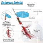 30개 낚시 루어 미끼 터 꼬리 컬러풀 하드 메탈 키트 트레블 훅스 베이스 송어 연어 소금물 민물 숟가락 세트 : 곰곰키위