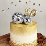 12pcs 미러 볼 케이크 장식 디스코 70s 80 레트로 댄스 실버 골든 토퍼 컵케익 생일 파티 클럽 용품 : 티앤씨 코리아