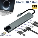도킹스테이션 USB C타입 도킹 스테이션 허브 3.0 어댑터 맥북 에어 아이패드 노트북 컴퓨터 주변기기 8 인 1 HDMI SD/TF 카드 리더 : 삼이-유통