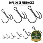 블랙 니켈 슈퍼 샤프 낚시 후크 트레블 고탄소강 매트 주석 태클 50 개 : 구룡산업