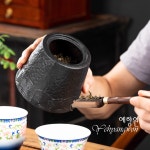 [다도 찻잎보관통] 예향원 흑유 도자기 칭심여의 찻잎통 차통 E-10561 : 예향원