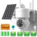 아웃도어 와이파이 무선 태양열 카메라 7800mAh 배터리 PIR 인체 감지 HD 1080P PTZ 와이파이 CCTV 감시 IP iCSee 2 MP : 폴틴14