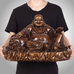 포대스님 재물 조각상 명상 불교 미륵불 원목 부처님 풍수 부귀귀 포대화상 반가사유상 자단색 스몰사이즈 가로31 세로19 높이1 : 오마이딜