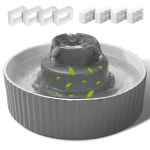 세라믹 고양이 분수, 2 1L/70온스 도자기 애완동물 음용 디스펜서, 4세트 교체 필터 및 스펀지, 초조용 펌프가 장착된 자동 개 물그릇... 