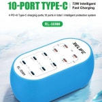 RELIFE RL-309M 72W 10포트 스마트 고속 충전기 타입C (휴대폰/전자기기 수리용 도구) : 히화이트