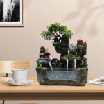 110V 3.5W 탁상용 분수, 아토마이저 및 오토 펌프가 장착된 실내 로커리 스트림 데스크탑 분수 폭포, LED 조명 행운과 부를 위한 명상을 젠... 