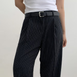 쿤트 원핀턱 스트라이프 와이드 슬랙스 A0714 : 어썸하비