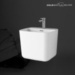 대림바스 블랙 벨로 VELO 무광 반다리 일체형 벽걸이 세면대 수전미포함 : 수림바스