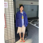 플레이트 토브 야상 자켓 오버핏 블루 코튼 워크 jk : 스테이노아