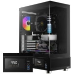 유리가 장착된 GAMDIAS ATX 미드 타워 컴퓨터 케이스 온도 디스플레이 LCD가 게이밍 PC 120mm 팬 3개 최대 5배 지원 240mm AIO... 
