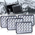 BLIAUTO 4x6 인치 LED 라이트 도트 승인 4pc 직사각형 하이/로우 밀폐 빔 5x7 LED lights : 젤리스윗몰