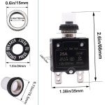 mxuteuk 2Pcs 25Amp 회로 차단기 푸시 버튼 수동 리셋 125/250V AC 50V DC, L1 시리즈 과부하 보호 스위치 방수 캡 L1-cj-25A가 있는 열... 