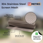 메트로 스크린웍스 304 스테인리스 스틸 스크린 메쉬 롤 023 와이어 직경 36인치 x 12피트 스크리닝, 유리 보호, 파충류 케이지용 초강력... 