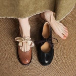 출근룩 플랫슈즈 3 문학적 레트로 스타일 시간이 흘러도 가죽 싱글 여성용 낮은 굽 작은 부 : 벤더모어