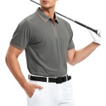 알렉스 반도 남성 지퍼 골프 셔츠 모이스처 위킹 솔리드 패션 폴로 Black Small : 금수당