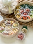 도장송편 오색꽃송편 단품 상견례, 기념일, 행사떡, 답례품 600g, 13개 : 이내음공방