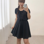 소미 핀턱 스트링 나그랑 반팔 미니 원피스 A0711 : 어썸하비