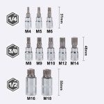 M18 스퀘어 트리플 보관함 3/8IN 스플라인 비트 M4 S2 스틸 1/4IN 소켓 세트 팁 1/2IN 수리용 : 하선맘