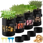 360 보이는 플랩 창이 있는 10갤런 블랙 감자 재배 봉투 4팩 감자 재배용 2 15 Gallon : 에벤에셀컴퍼니