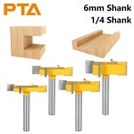 PTA 생크 Z4 T 타입 슬로팅 커터, 카바이드 라우터 비트 4 개 포함, 목재 페이스 밀용 목공 밀링 6mm, 6.35mm : 사사마켓스