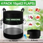 360 보이는 플랩 창이 있는 10갤런 블랙 감자 재배 봉투 4팩 감자 재배용 2 15 Gallon : 에벤에셀컴퍼니