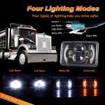 BA 폴리시 4x6 LED 헤드라이트 DOT 승인 4PCS, 방향 지시등 DRL 직사각형 고/저밀폐 빔 H4656 H4668 H6545 쉐보레 S10 켄워스 T800 W900... 