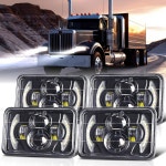BA 폴리시 4x6 LED 헤드라이트 DOT 승인 4PCS, 방향 지시등 DRL 직사각형 고/저밀폐 빔 H4656 H4668 H6545 쉐보레 S10 켄워스 T800 W900... 