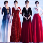 우아한 스팽글 반짝이 합창복 드레스 시니어 합창단복 롱드레스 파티복 4XL 001블랙그라데이션레드 S 054실크와인 : 바이제이원