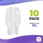 AMZ 메디컬 서플라이 화이트 일회용 랩 코트 여성 및 남성, 3배 대형 PPE 코트 10팩 탄력 있는 손목, 앞 스냅, 포켓이 있는 성인용 스핀본딩... 