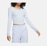 나이키 스포츠웨어 칠 니트 여성 타이트 스쿱 백 긴팔 미니 골지 탑 FN3662-440 : 더세일존