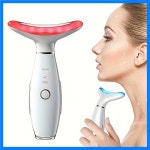 충전식 얼굴 및 목 마사지기 3 색 LED 및 가열 모드 목 및 얼굴 피부 마사지 관리 도구 : yeonwooyeonwoo