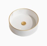 씨트리 원형 탑볼 세면대 ST-L499GL (400x400x120) 골드테두리 세면기 : 모담데코