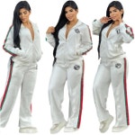 여성용 자수 캐주얼 스포츠 세트 긴팔 지퍼 업 원피스 패션 J5057 가을 및 겨울 신상 : ianianian