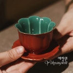 [다도 다기] 예향원 경덕진 고궁홍 도자기 연화 찻잔 받침 E-10575 : 예향원