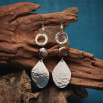 [NORTH WORKS] H-018 / TEARDROP HAMMER PLATE PIERCED EARRINGS / 노스웍스 : BLUE SUNSET