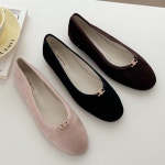 [H3714] 골드 포인트 스웨이드 라운드토 플랫슈즈 : 새로이클라쓰