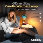 XOOX 모자이크 유리 캔들 워머 램프 벽 천장에 스테인드글라스 스타일의 조명 홈 데코 사무실 책상 현관 테이블 주방 카운터 침실 스탠드 아트... 