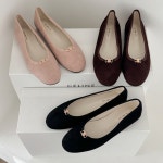 [H3714] 골드 포인트 스웨이드 라운드토 플랫슈즈 : 새로이클라쓰